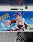 Anime desk pad 40x20 inches featuring Rem from Re:Zero, vibrant colors, serene blue sky, and soft clouds.