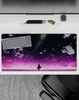 32x16 inches anime mouse pad in dreamy violet and soft pink glow, starry confetti night for calm gaming.