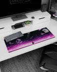 32x12 inches mouse pad showing a lone anime girl silhouette facing a confetti-star sky over glowing clouds.