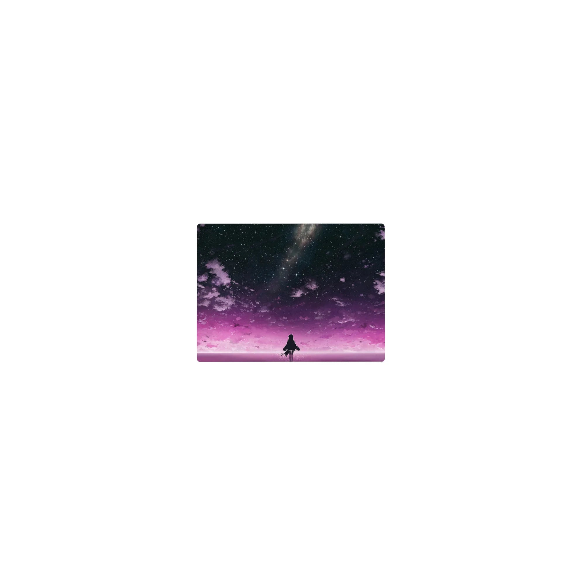 Classic anime girl mouse pad 14x10 inches with silhouetted girl beneath a starry galaxy sky design.