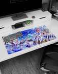 Akari Mizunashi with Alice and Aika drifting gondola scene anime girl mouse pad 32x16 inches.