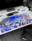 Aria The Animation desk pad 40x20 inches featuring Akari, Alice, and Aika drifting through Neo-Venezia.