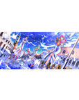 Aria The Animation anime girl desk pad 36x16 inches with Akari, Alice, and Aika over Neo-Venezia sky.