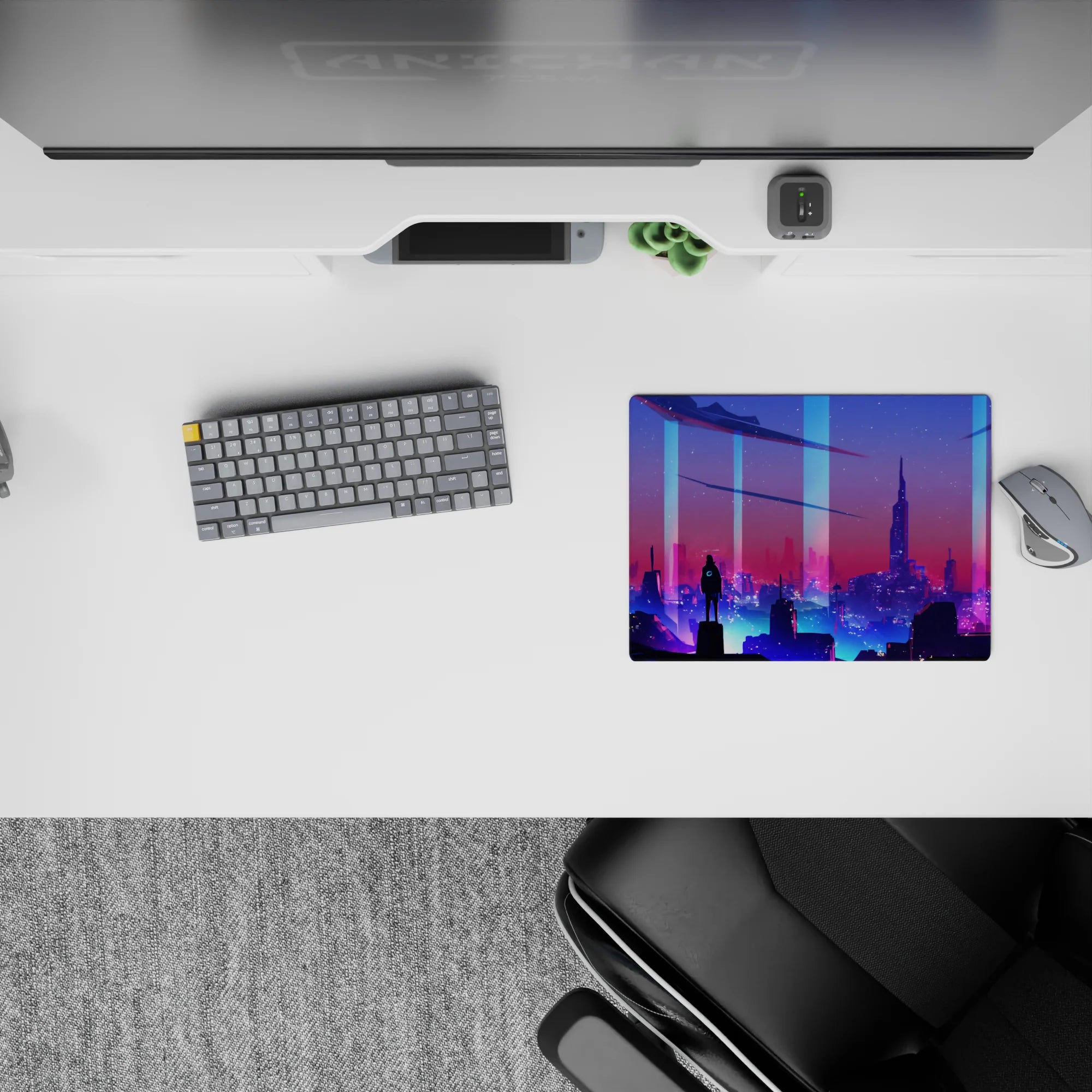 Vector Landscapes Deskmat | Mousepad | Deskpad - Neon Horizons