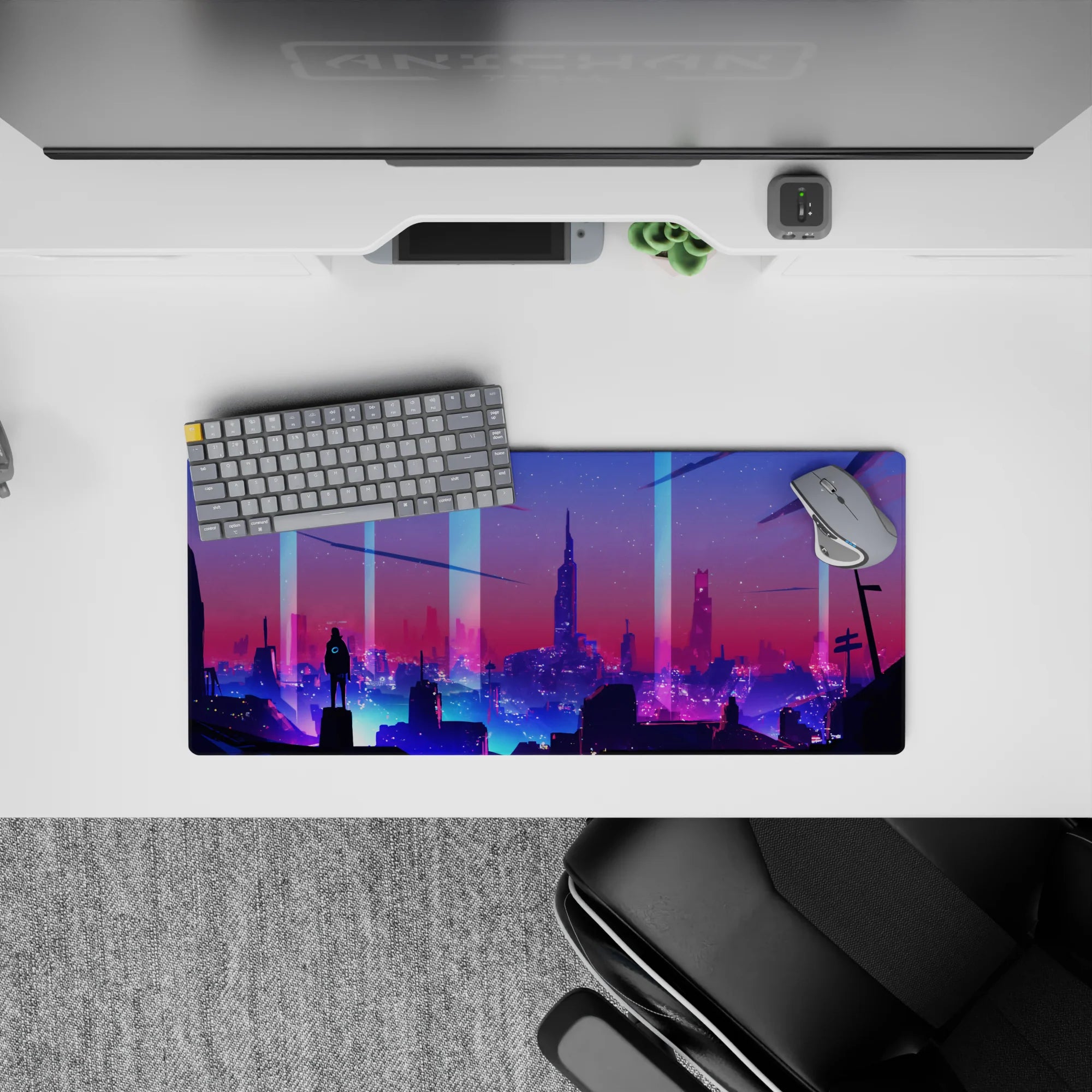 Vector Landscapes Deskmat | Mousepad | Deskpad - Neon Horizons