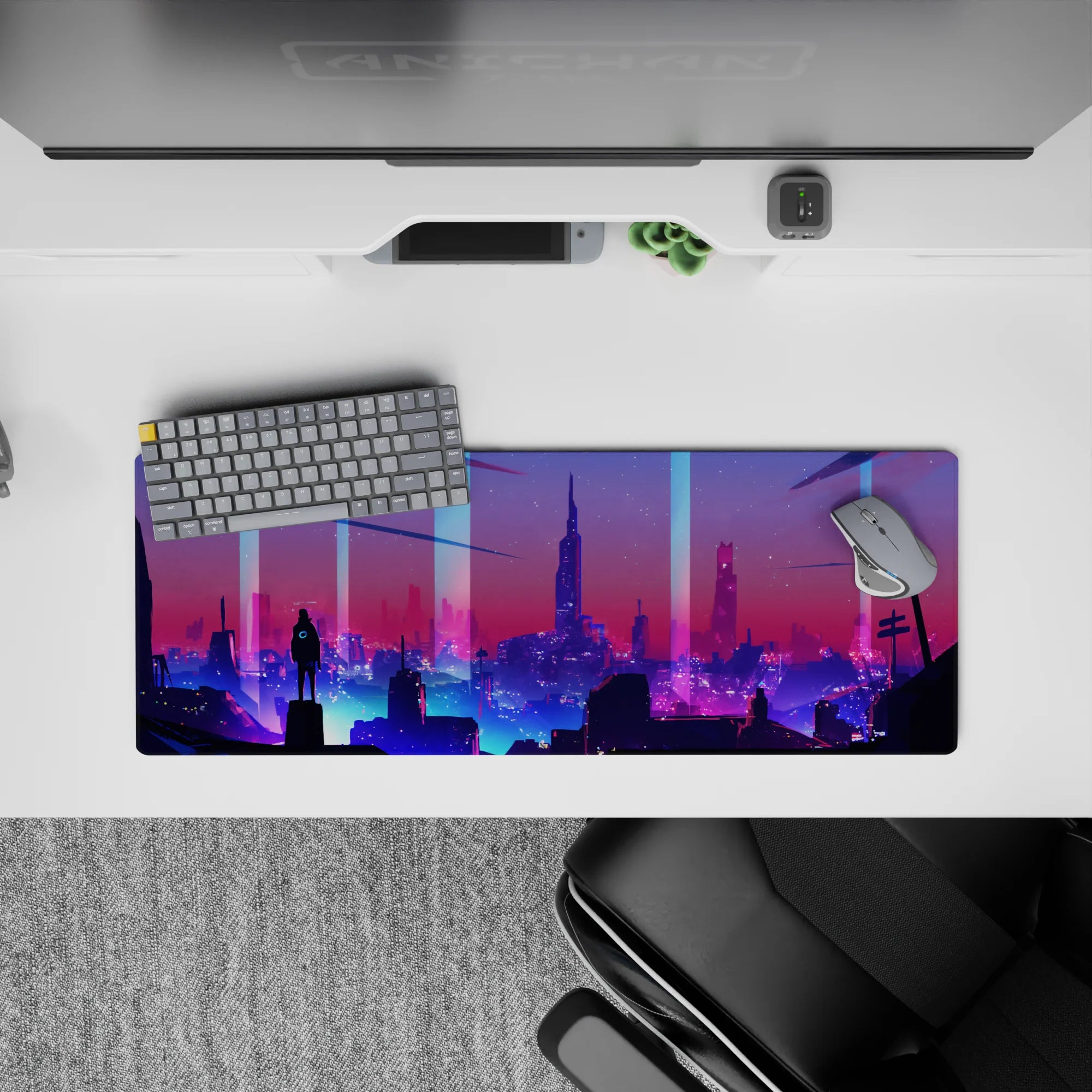 Vector Landscapes Deskmat | Mousepad | Deskpad - Neon Horizons