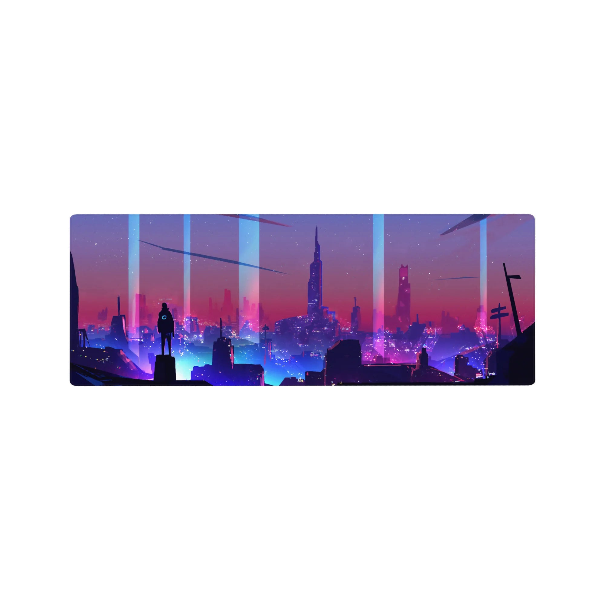 Vector Landscapes Deskmat | Mousepad | Deskpad - Neon Horizons