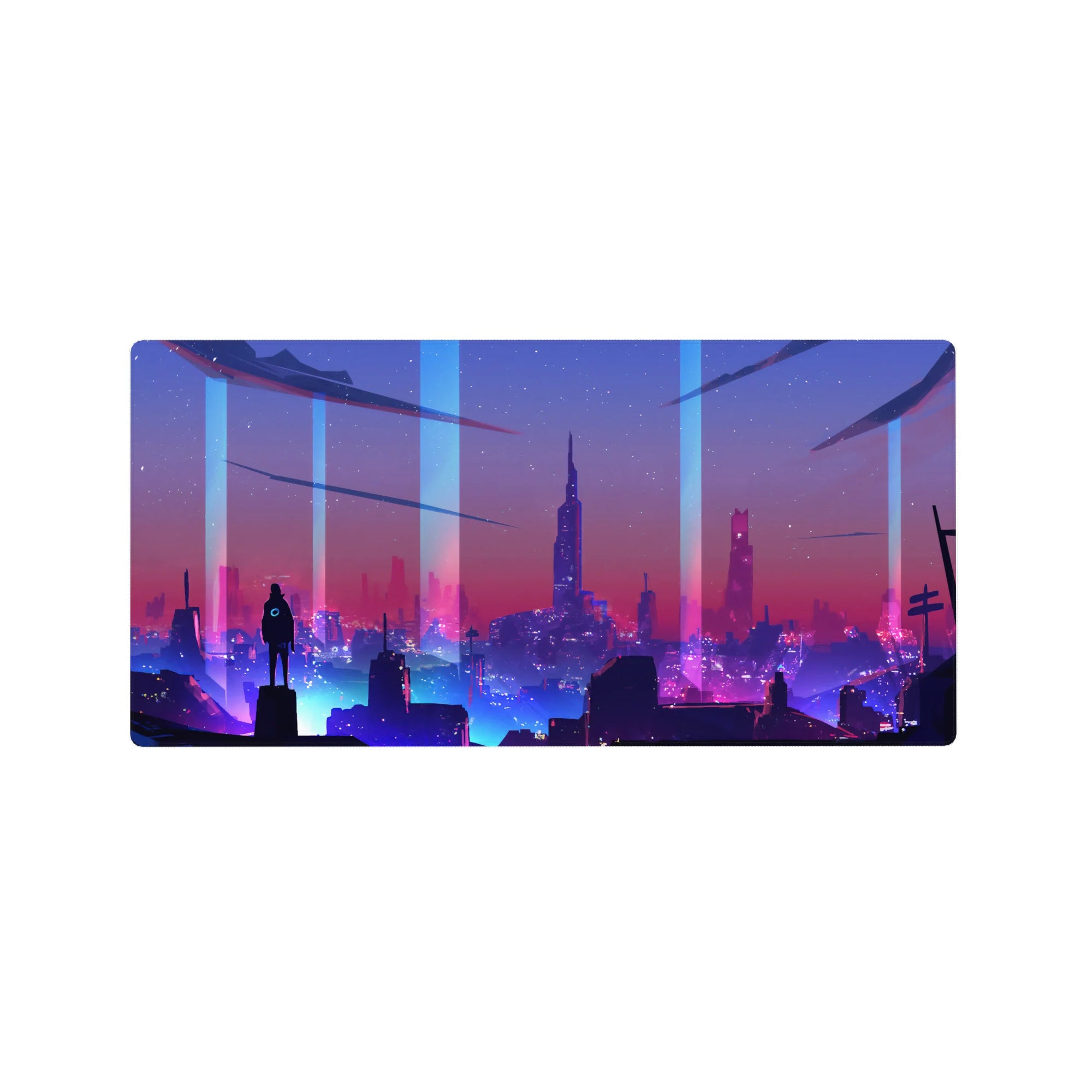 Vector Landscapes Deskmat | Mousepad | Deskpad - Neon Horizons