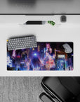 Cyberpunk Landscapes Deskmat | Mousepad | Deskpad - Neon City Dream