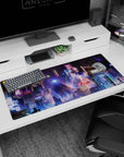 Cyberpunk Landscapes Deskmat | Mousepad | Deskpad - Neon City Dream