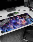 Cyberpunk Landscapes Deskmat | Mousepad | Deskpad - Neon City Dream