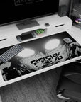 Close-up sketchy anime face with white glowing eyes and AFK text across center, 40x20 inches.