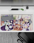 32x16 inches anime girl mouse pad in mint and lavender tones with cozy sunny window glow.