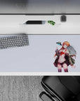 36x16 inches anime desk pad in soft lavender with warm reds, muted greens, and cute sci-fi sparkle vibe.