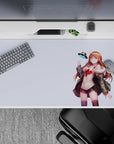 Lavender space anime desk pad 40x20 inches in warm reds and muted greens, sweet sci-fi vibe.