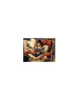 Classic anime girl mouse pad 14x10 inches, brunette in red chair with book, paintbrush, and headphones.