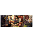 Anime girl mouse pad 32x12 inches featuring brunette in red chair with book, headphones, and paintbrush.