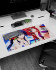 Anime mouse pad 32x16 inches featuring Akeno and Rias from High School DxD in vibrant swimwear, perfect for summer vibes.