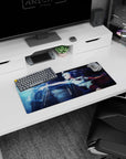 28x12 inches extended mouse pad showing blue-haired schoolgirl lunging forward, fingers sparking with electricity.