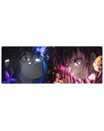 32x12 inches anime girl mouse pad with two girls staring down, glossy tears, sparks, and shard accents.
