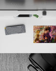 Sunset gold to violet mist anime mouse pad 14x10 inches, cozy adventure vibe with vivid print.
