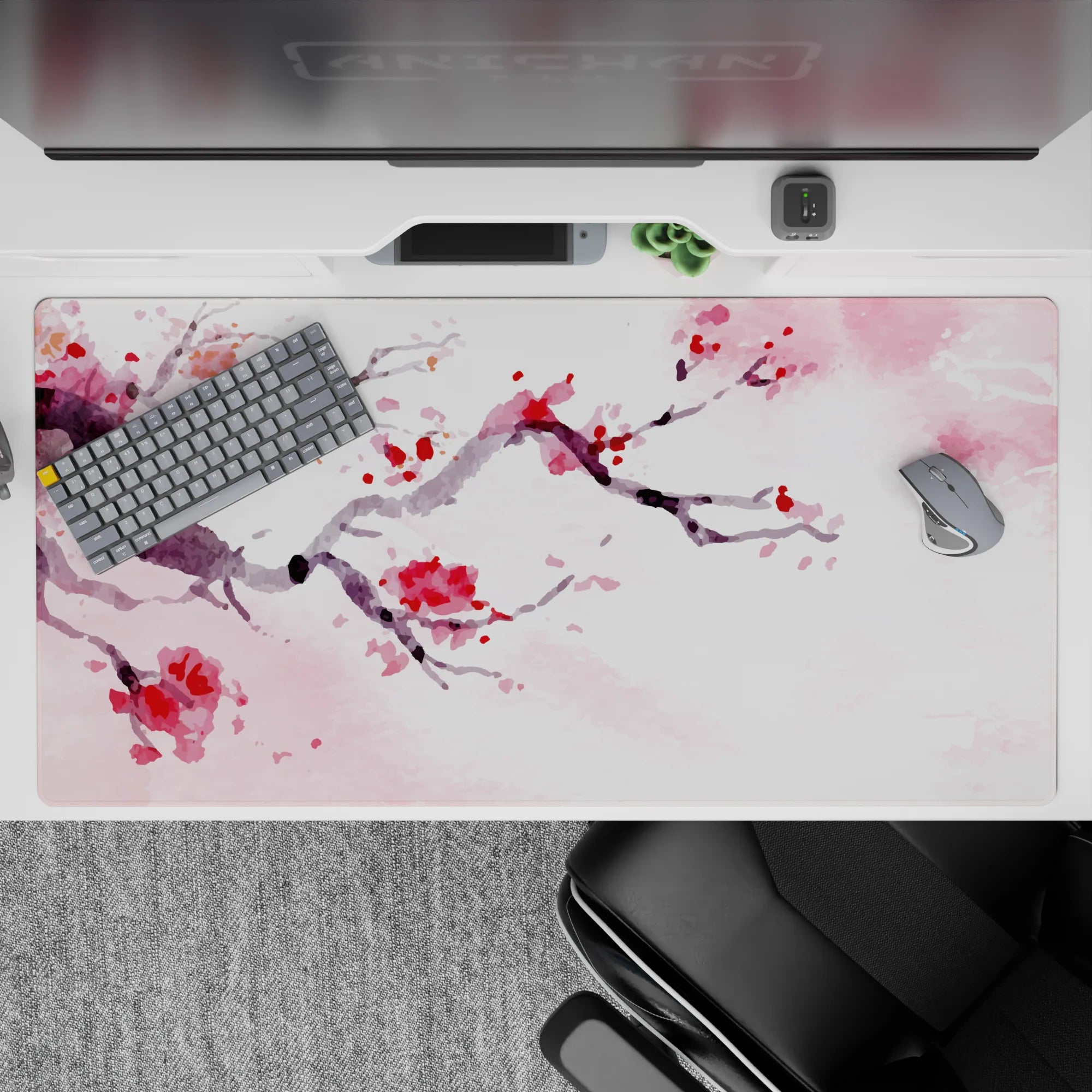 Zen-Japan Deskmat | Mousepad | Deskpad - Watercolor Cherry Bliss - AniChan