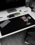 Catgirl maid desk pad 40x20 inches showing a silver-haired neko girl holding a tiny sleeping kitty.