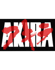 Akira typography anime desk pad 40x20 inches with bold white blocks and red kanji brush strokes on black.