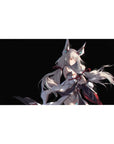 Anime girl desk pad 40x20 inches with fox-eared silver-haired heroine on deep black, flowing tails and ribbons.