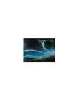 Classic 14x10 inches mouse pad with space scene, misty mountains, stars, and a ringed planet.