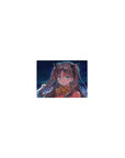 Classic anime girl mouse pad 14x10 inches with dreamy skyline, clean lines, and ribbon details.