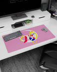 Sailor Moon anime girl mouse pad 32x16 inches showing her relaxing on a crisp white crescent moon.