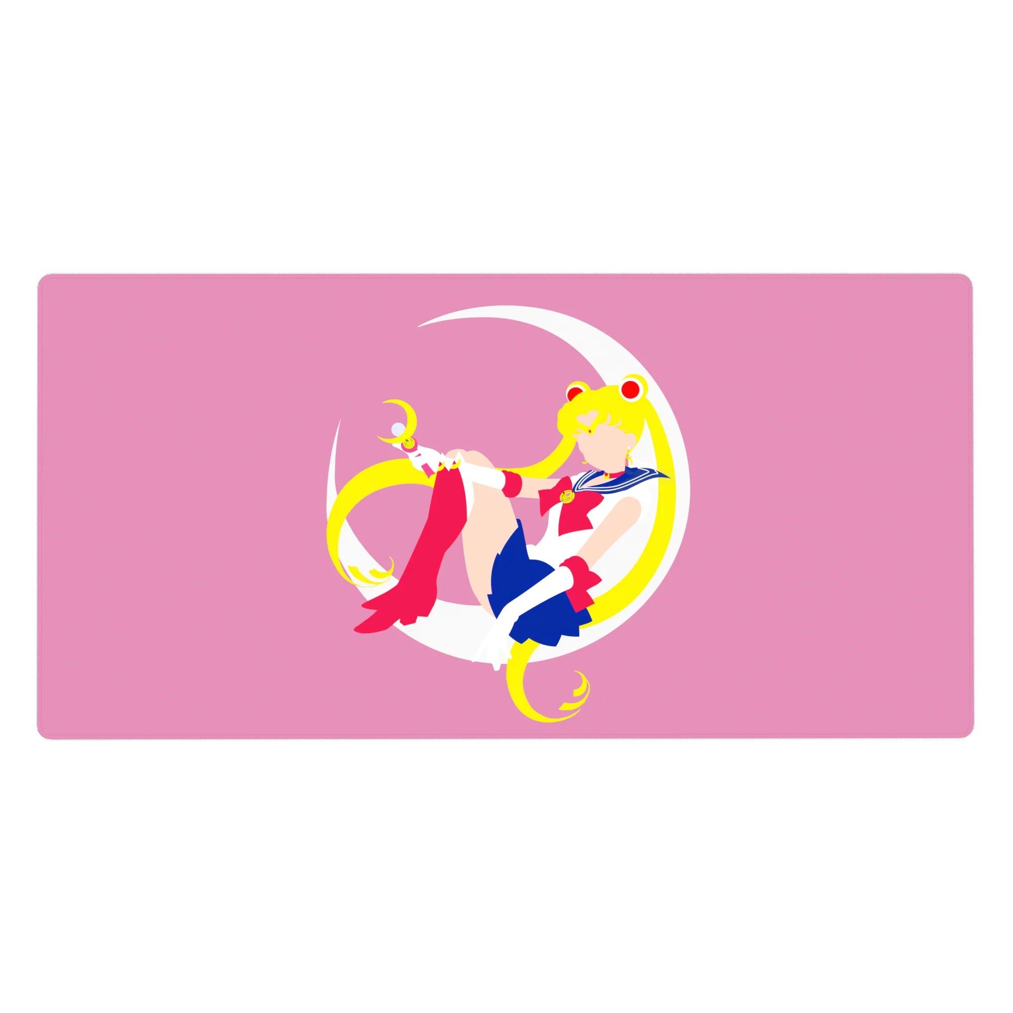 40x20 inches anime girl desk pad with Sailor Moon on a white crescent moon, cute sailor outfit.