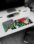32x12 inches Futaba Sakura Persona 5 mouse pad, mid-pounce grin, starry eye on a pixel LOADING scene.