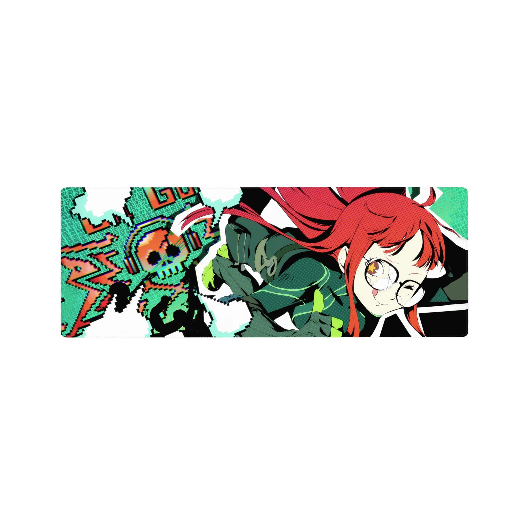 32x12 inches anime girl mouse pad with retro pixel art, LOADING background, and cute gamer vibe.