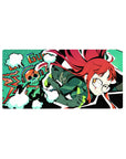 Retro pixel art anime girl mouse pad 32x16 inches with LOADING background and neon teal accents.