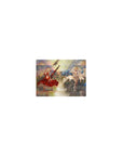 Classic anime girl mouse pad 14x10 inches with two blonde heroines, swords, and fantasy floral confetti.