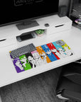 28x12 inches anime mouse pad featuring a lineup of hoodie and jacket characters with intense eyes.