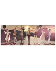 32x12 inches anime girl mouse pad with sunset city street scene, school uniforms and summer outfits.