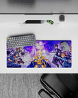 Sword Art Online anime mouse pad, 28x12 inches, featuring Alice in radiant armor amid a vivid standoff with allies and foes.