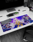 Sword Art Online desk pad 36x16 inches featuring Alice in radiant armor amidst an epic standoff with allies and foes.
