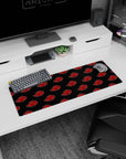 Naruto Shippuden Akatsuki symbol desk pad, 32x12 inches, iconic red cloud emblems across black.