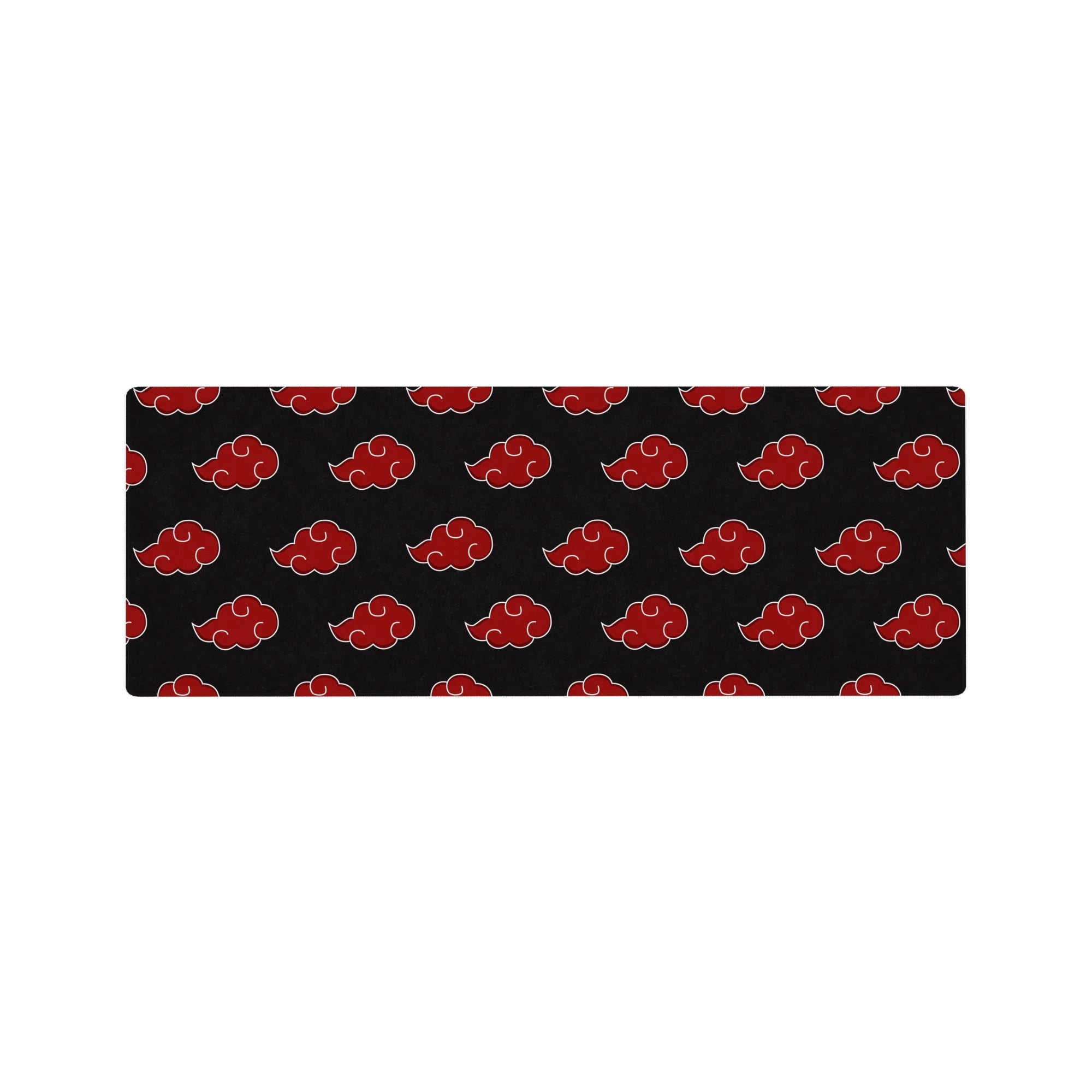 Akatsuki cloud pattern anime mouse pad, 32x12 inches, repeating red emblems on charcoal black.