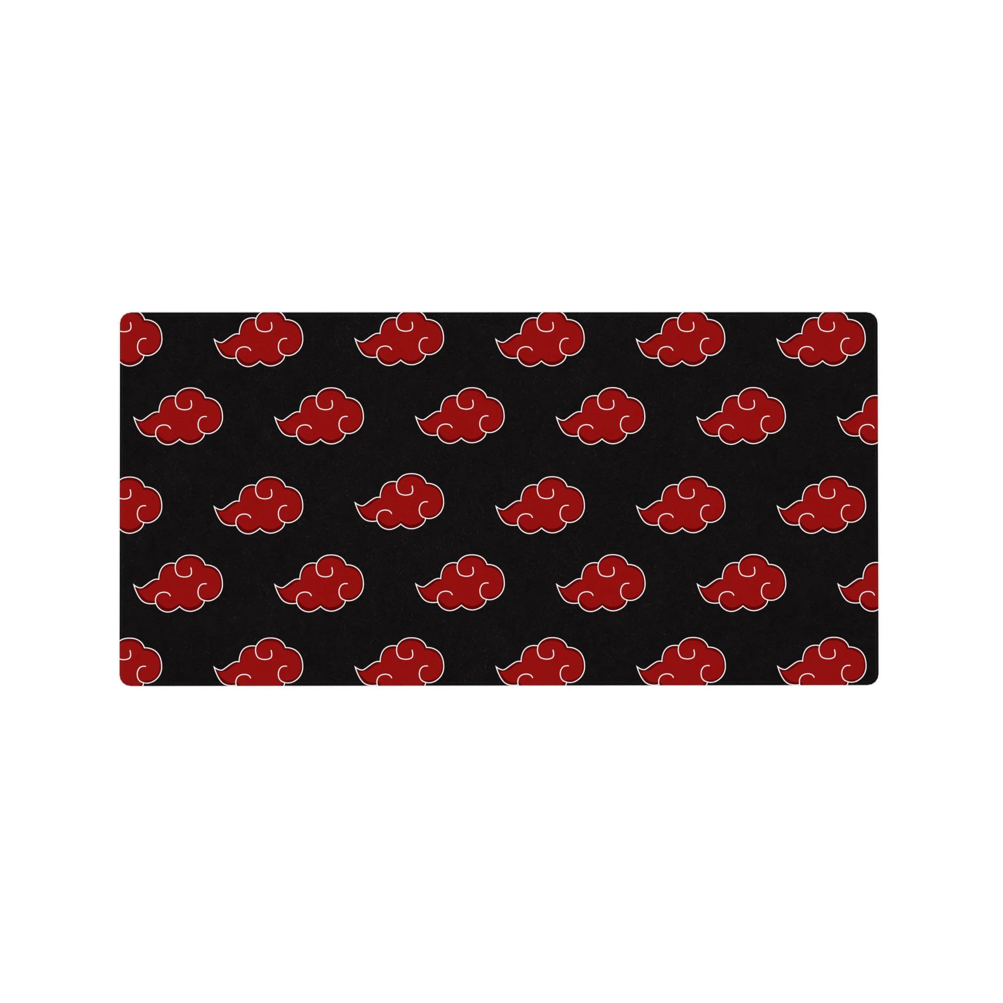 Akatsuki red cloud pattern anime mouse pad, 32x16 inches, repeating symbols on charcoal black.