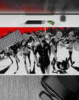 Persona 5 anime mouse pad 40x20 inches featuring Joker and Mona in a bold monochrome cityscape with red accents.