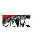 Persona 5 28x12 inch anime mouse pad featuring Joker and Mona in a monochrome city with bold red accents, stylish and sleek.