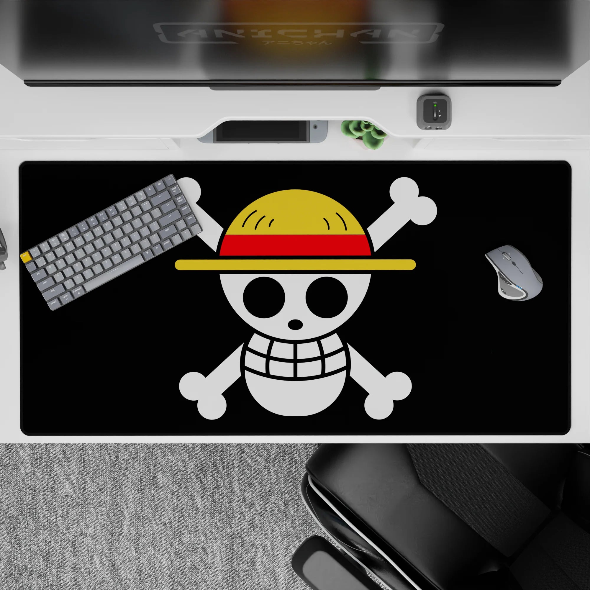 One Piece Deskmat | Mousepad | Deskpad - Straw Hat Jolly Roger Icon - AniChan