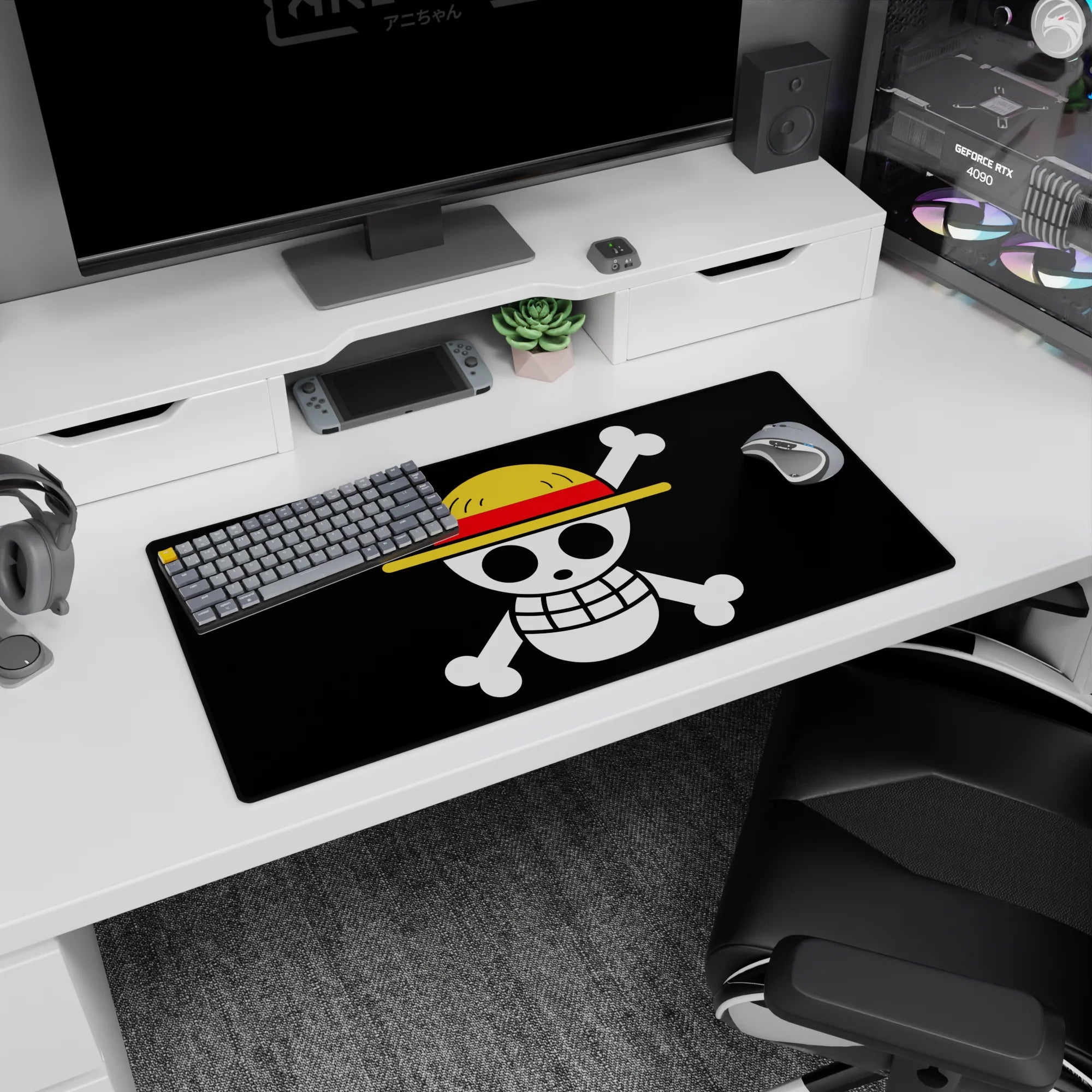 One Piece Deskmat | Mousepad | Deskpad - Straw Hat Jolly Roger Icon - AniChan