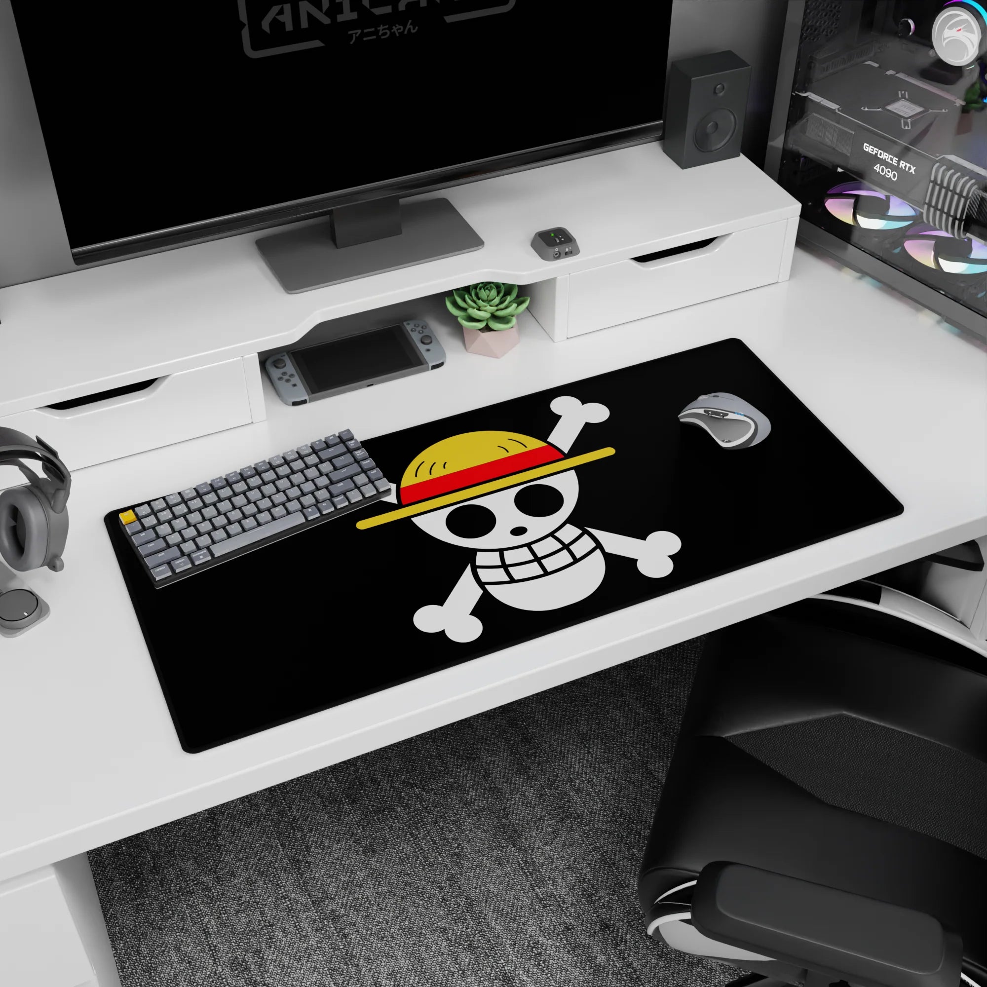 One Piece Deskmat | Mousepad | Deskpad - Straw Hat Jolly Roger Icon - AniChan