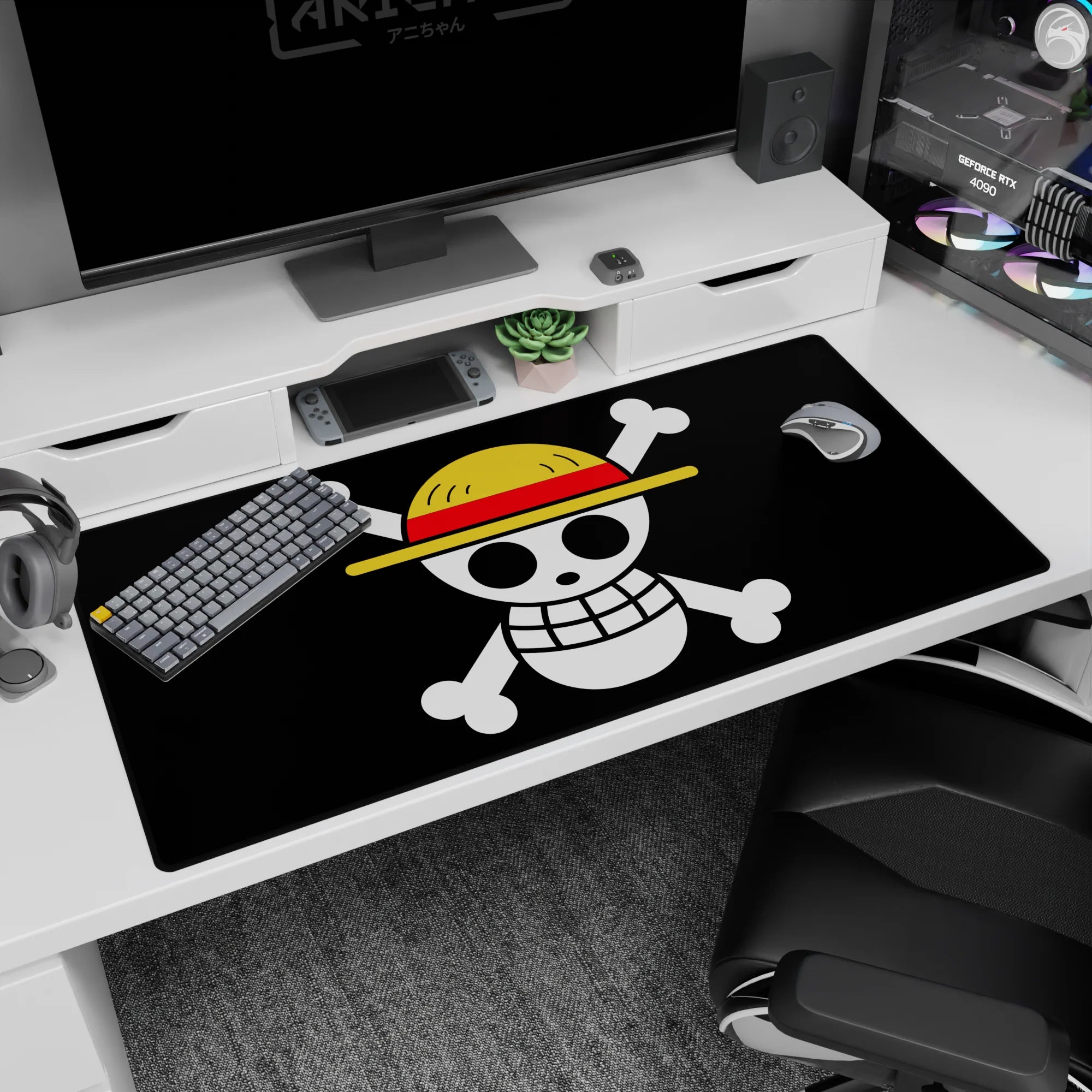 One Piece Deskmat | Mousepad | Deskpad - Straw Hat Jolly Roger Icon - AniChan